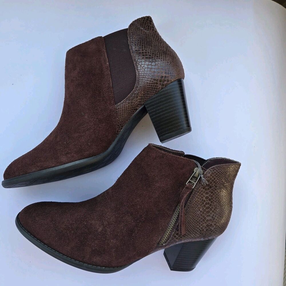 Vionic Suede Ankle Booties 322 Anne Java Brown 10… - image 1